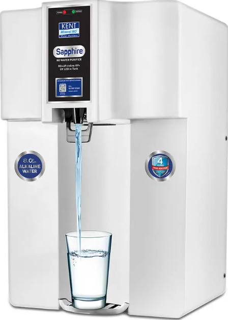 8 Liter RO+UV+UF+Alkaline+TDS Controller Water Purifier(KENT SAPPHIRE-W MINERAL RO WATER)